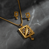 NXGOLD Premium Square Leaf Pendant Necklace & Earrings Set