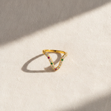 Elegant Curved Wave Ring with Multicolor Cubic Zirconia for Women & Girls