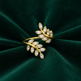 Elegant Marquise Crystal Leaf Adjustable Ring for Women