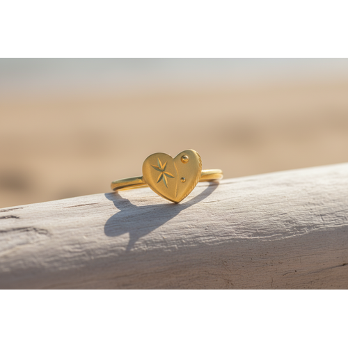 NXGOLD Golden Heart Charm Ring