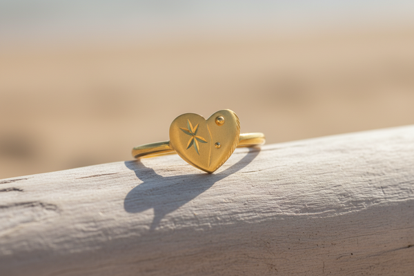 NXGOLD Golden Heart Charm Ring