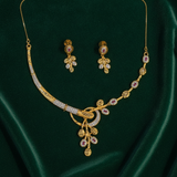 NXGOLD Premium Leaf Vine Crystal Necklace Set for Women