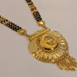 Bridal Traditional Mangalsutra with Black Beads and Round Heritage Pendant
