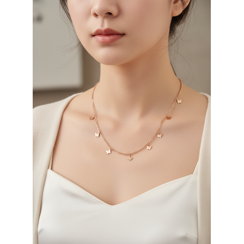 Elegant Rose Gold Butterfly Charm Necklace for Women