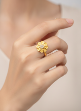 Luxury Floral Adjustable Finger Ring for Women