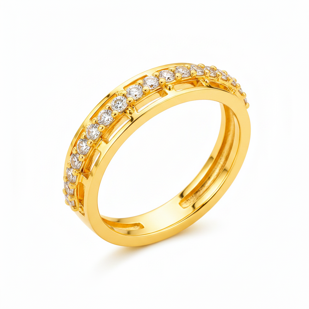NXGOLD CZ Band Ring for Women With CZ Stone