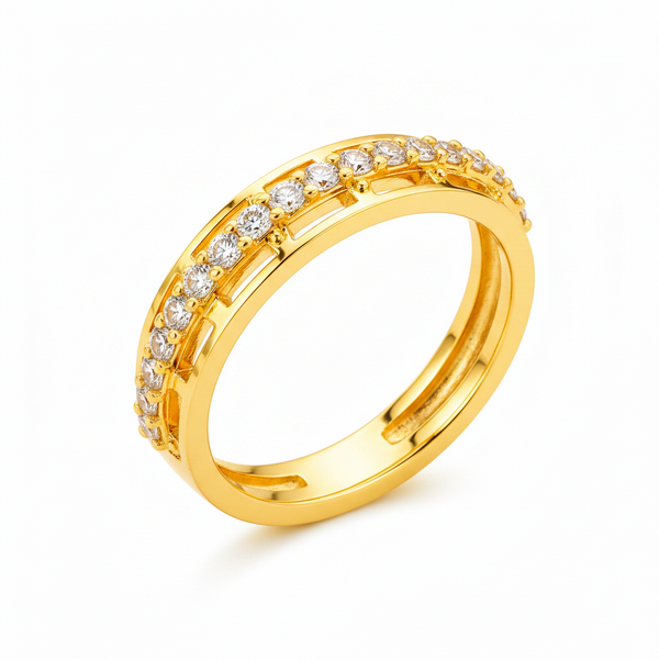 NXGOLD CZ Band Ring for Women With CZ Stone