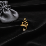 Designer Anti-Tarnish Serpent Coil Ring with CZ Stone