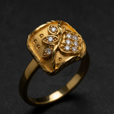 Classic Floral Leaf Stone Studded Ring for Women