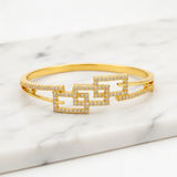 Luxury Geometric CZ Open Kada Bracelet for Women