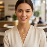 Golden Double Heart Crystal Pendant Necklace for Women