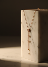 Elegant Rose Gold Triple Butterfly Tassel Pendant Necklace
