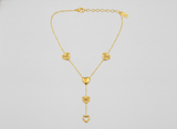Golden Love Heart Lariat Necklace for Women