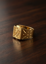 NXGOLD Royal Engraved Square Signet Gold Ring for Men