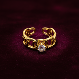 Elegant Anti-Tarnish Interlocked Chain Ring with CZ Stone