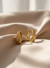 Twisted Crystal Gold-Toned Hoop Earrings for Women