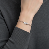 Elegant Twin Daisy Cubic Zirconia 925 Sterling Silver Bracelet for Women & Girls
