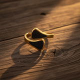 Black Glitter Open Adjustable Ring for Women