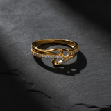 Elegant Wave Infinity Stone Studded Ring for Women