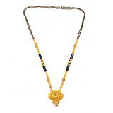 Royal Ethnic Black Bead Mangalsutra with Antique Oval Floral Pendant