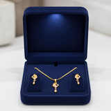 Elegant Wave Crystal Pendant Necklace Set