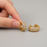 NXGOLD Luxe Pavé Crystal Gold-Toned Huggie Hoop Earrings for Women