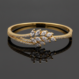 Regal Marquise Crystal Leaf Open Bracelet for Women