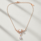 Elegant Pearl Crown Pendant Necklace in Rose Gold