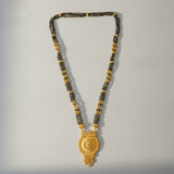 Designer Black Bead Mangalsutra with Heritage Round Pendant for Women