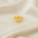 Elegant Wave Filigree Gold Plated Ring for Women