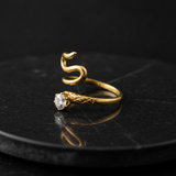 Trendy Snake Style Adjustable Ring with Crystal CZ Stone