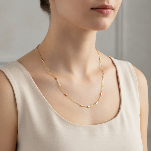 NXGOLD Minimalist Gold Link Chain with Bar For Unisex