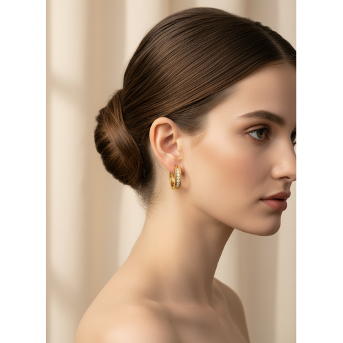 NXGOLD Crystal Line Gold-Toned Hoop Earrings for Women