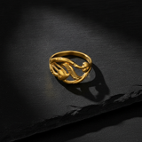 NXGOLD Elegant Leaf Design Adjustable Ring for Women