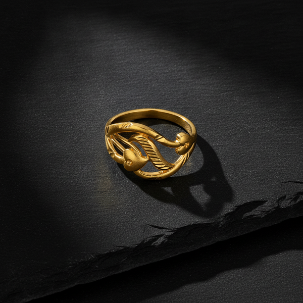 NXGOLD Elegant Leaf Design Adjustable Ring for Women