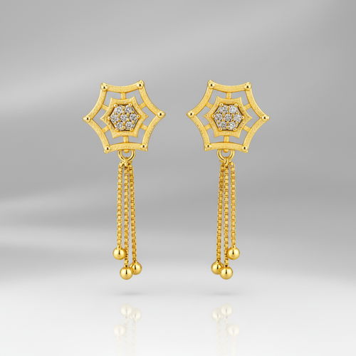 NXGOLD Star Charm Tassel Crystal Earrings