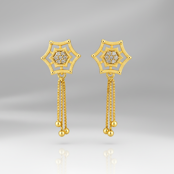 NXGOLD Star Charm Tassel Crystal Earrings