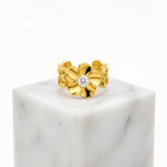 Elegant Blossom Ring with Sparkling CZ Crystal for Women