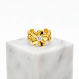 Elegant Blossom Ring with Sparkling CZ Crystal for Women