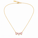 NXGOLD Triple Pink Heart Crystal Necklace for Women & Girls