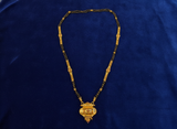 Bridal Traditional Black Bead Mangalsutra with Antique Pendant