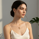Golden Crystal Link Pendant Necklace for Women