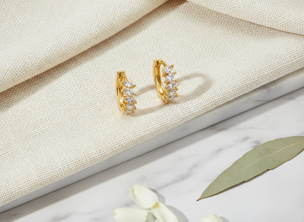 NXGOLD Luxury Gold Plated Leaf Design Hoop Earrings for Women & Girls