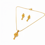 Elegant Traditional Teardrop Pendant Necklace Set with Matching Drop Earrings for Women