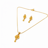 Elegant Traditional Teardrop Pendant Necklace Set with Matching Drop Earrings for Women