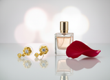 NXGOLD Floral Crystal Drop Gold-Toned Stud Earrings for Women