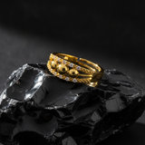 Trendy Triple Ball CZ Adjustable Ring for Women & Girls