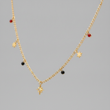 Dainty Star Charm Necklace with Colorful Crystal Beads
