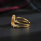 Designer Double Layer Floral CZ Ring for Women