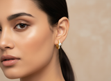 NXGOLD Solitaire Crystal Gold-Toned Huggie Hoop Earrings for Women